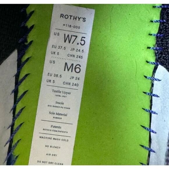 Rothy’s Textile Upper Sneaker Black Slip on Women’s Shoes SZ 7.5 - Picture 11 of 15